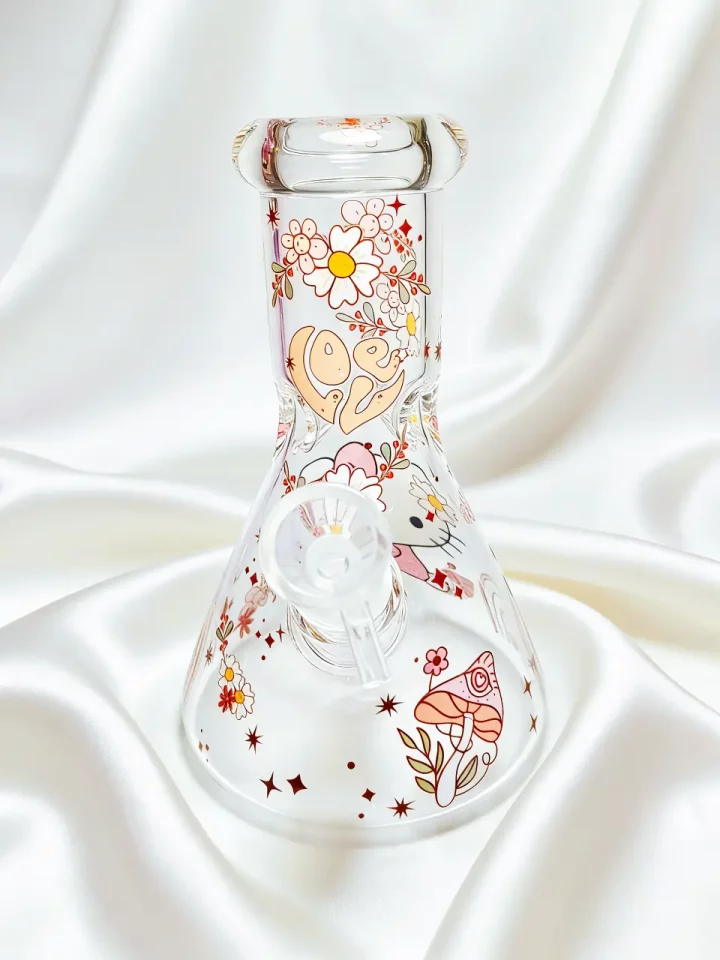 Hello Kitty Bouquet & Rainbow Beaker Glass Bong | Pastel Garden Dream Hello Kitty Bouquet & Rainbow Beaker Glass Bong | Pastel Garden Dream