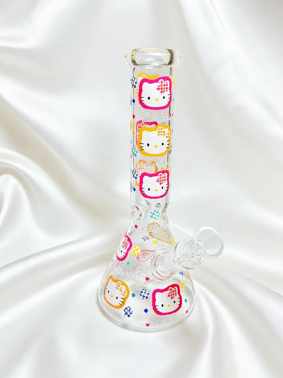 Hello Kitty Classic Floral Pop Art Beaker Glass Bong | Vintage Glow