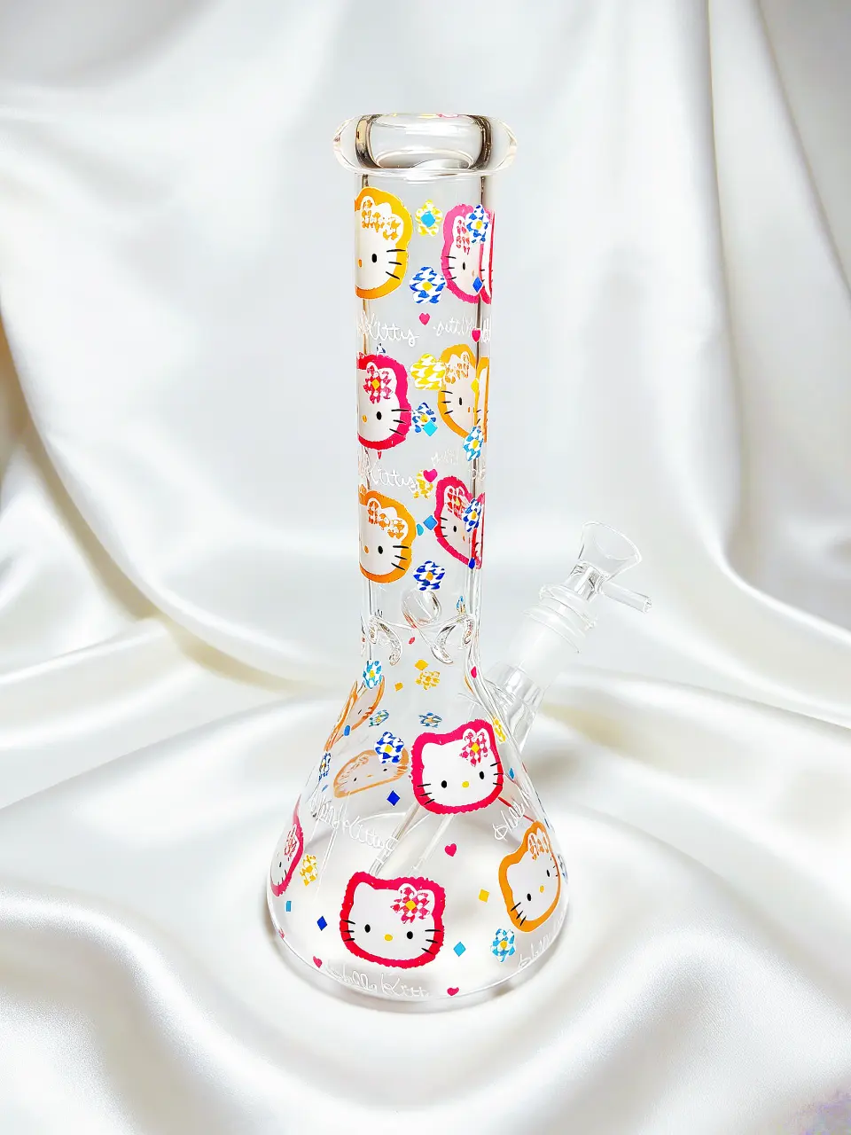 Hello Kitty Classic Floral Pop Art Beaker Glass Bong | Vintage Glow