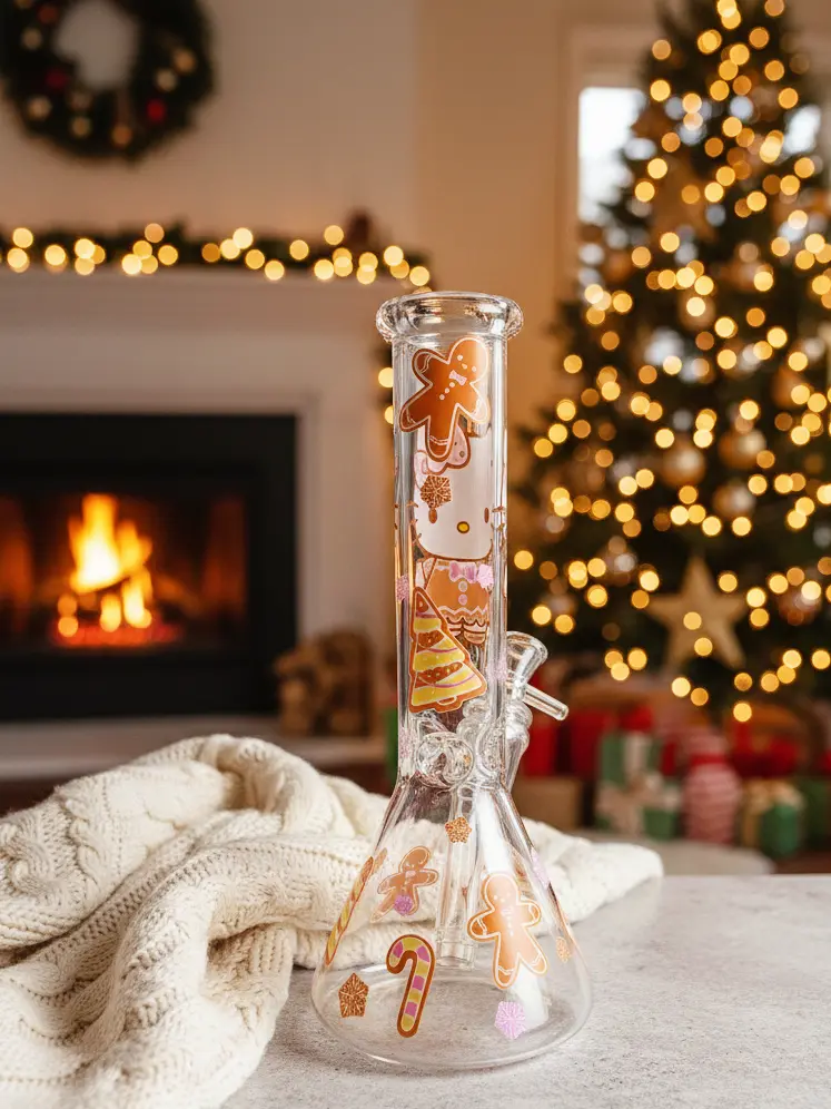 Hello Kitty Gingerbread Christmas Beaker Glass Bong | Holiday Warmth