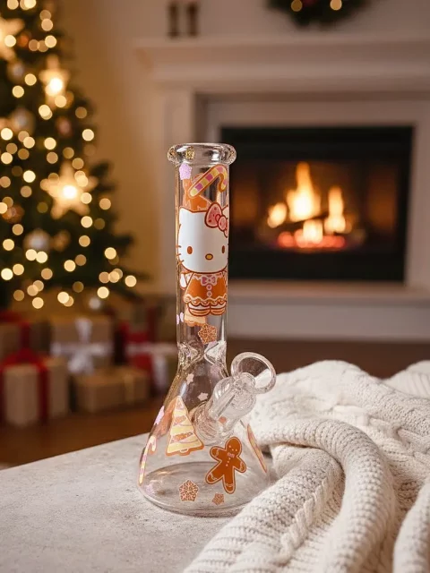Hello Kitty Gingerbread Christmas Beaker Glass Bong | Holiday Warmth