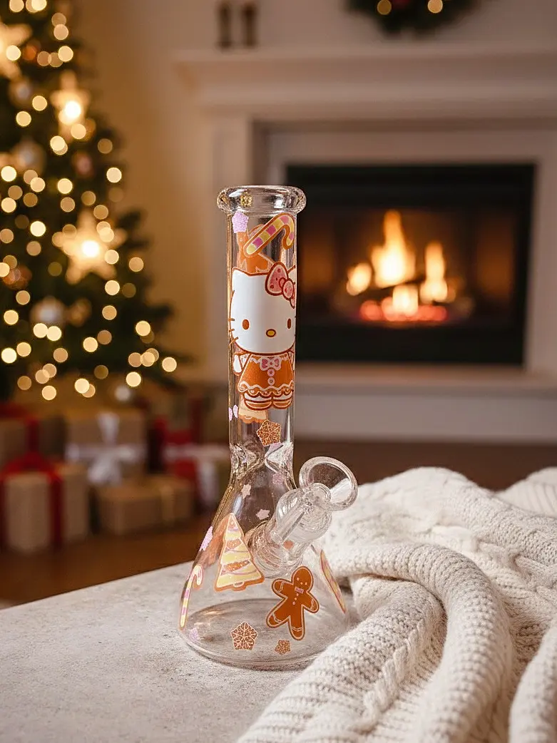 Hello Kitty Gingerbread Christmas Beaker Glass Bong | Holiday Warmth