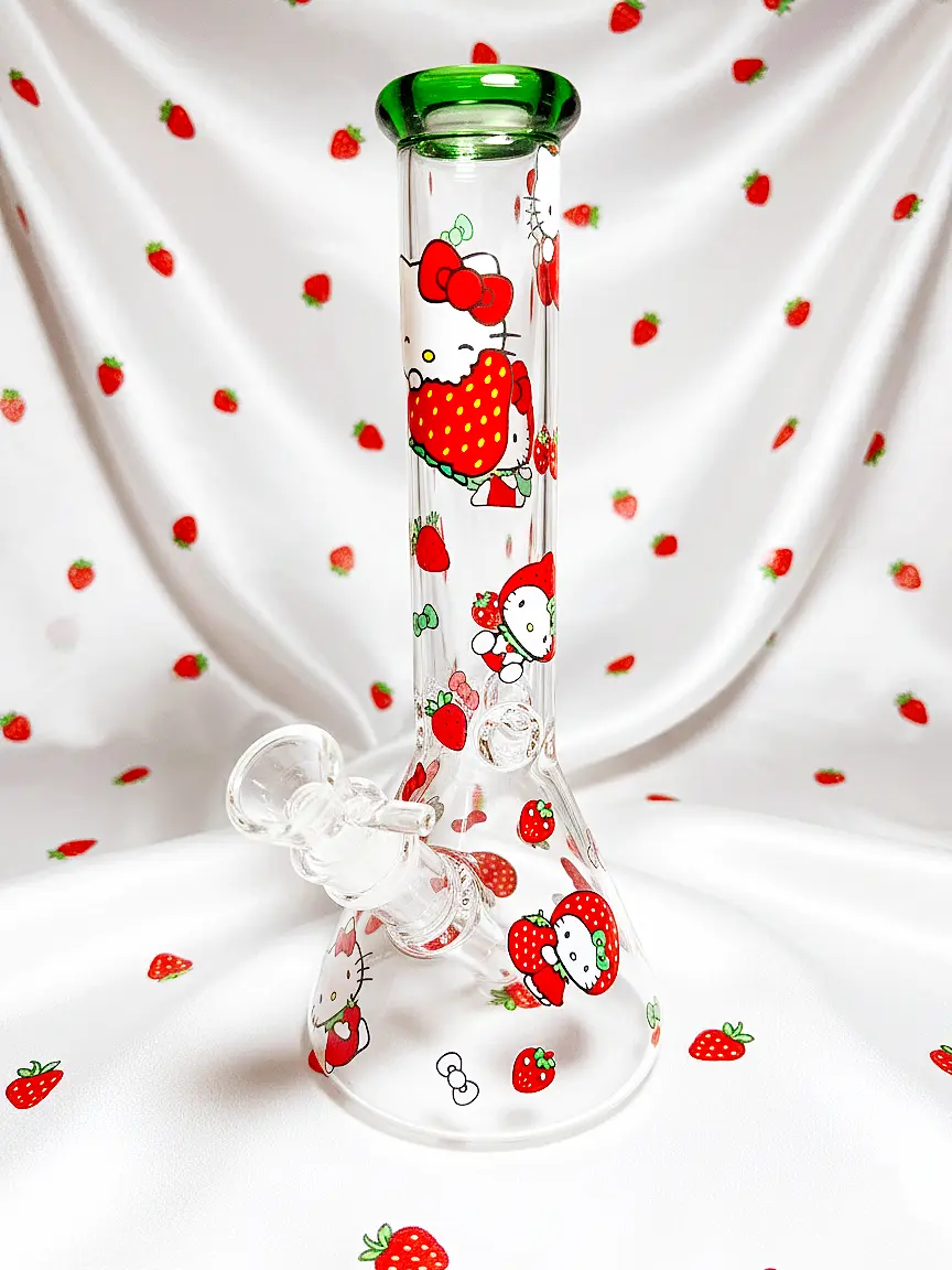 Hello Kitty Harvest Glass Beaker Glass Bong | Strawberry Sweetheart