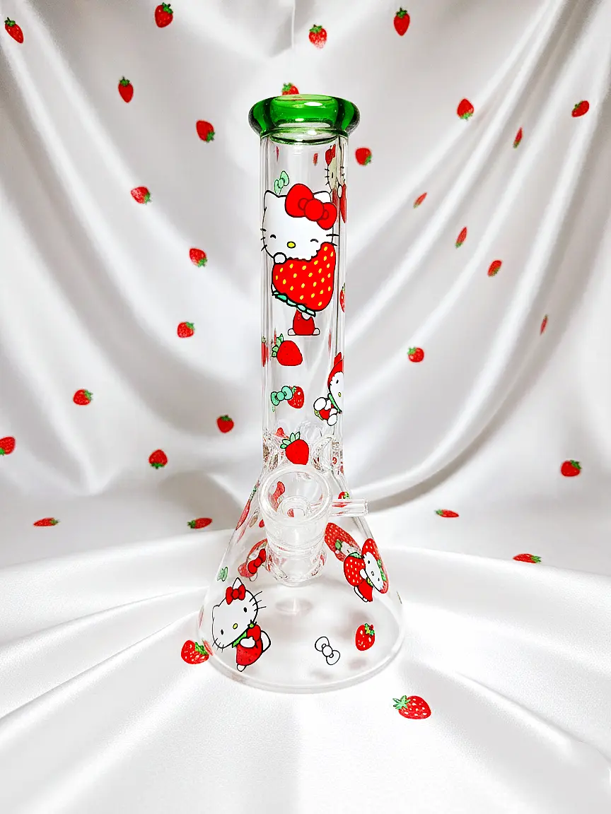 Hello Kitty Harvest Glass Beaker Glass Bong | Strawberry Sweetheart