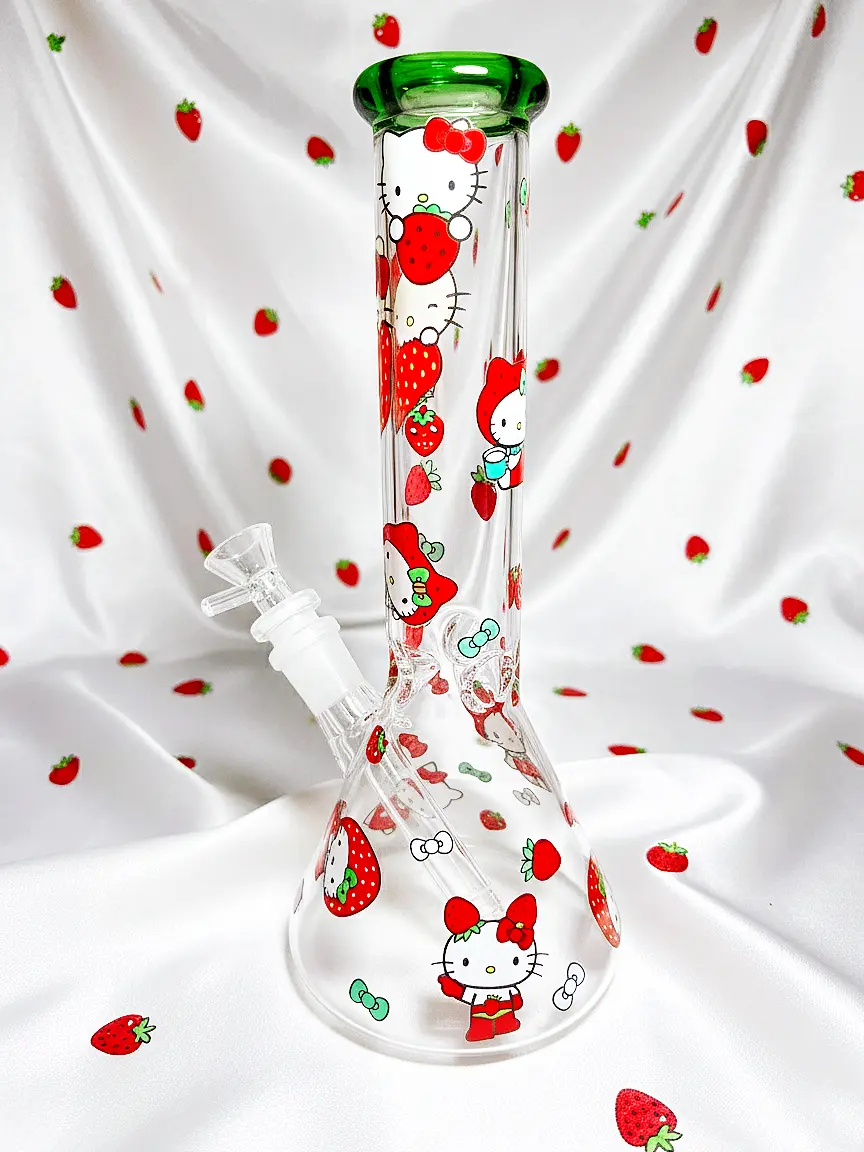 Hello Kitty Harvest Glass Beaker Glass Bong | Strawberry Sweetheart