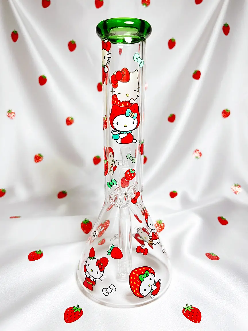 Hello Kitty Harvest Glass Beaker Glass Bong | Strawberry Sweetheart