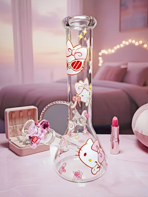 Hello Kitty Luxury Socialite Beaker Glass Bong | Modern Party Hello Kitty Luxury Socialite Beaker Glass Bong | Modern Party