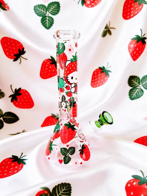 Hello Kitty Sweet Strawberry Party Beaker Glass Bong | Strawberry Story Hello Kitty Sweet Strawberry Party Beaker Glass Bong | Strawberry Story
