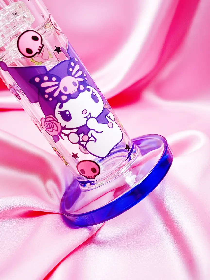 Kuromi Gothic Lolita Rose Skull Straight Tube Glass Bong | Rebel Sweetheart