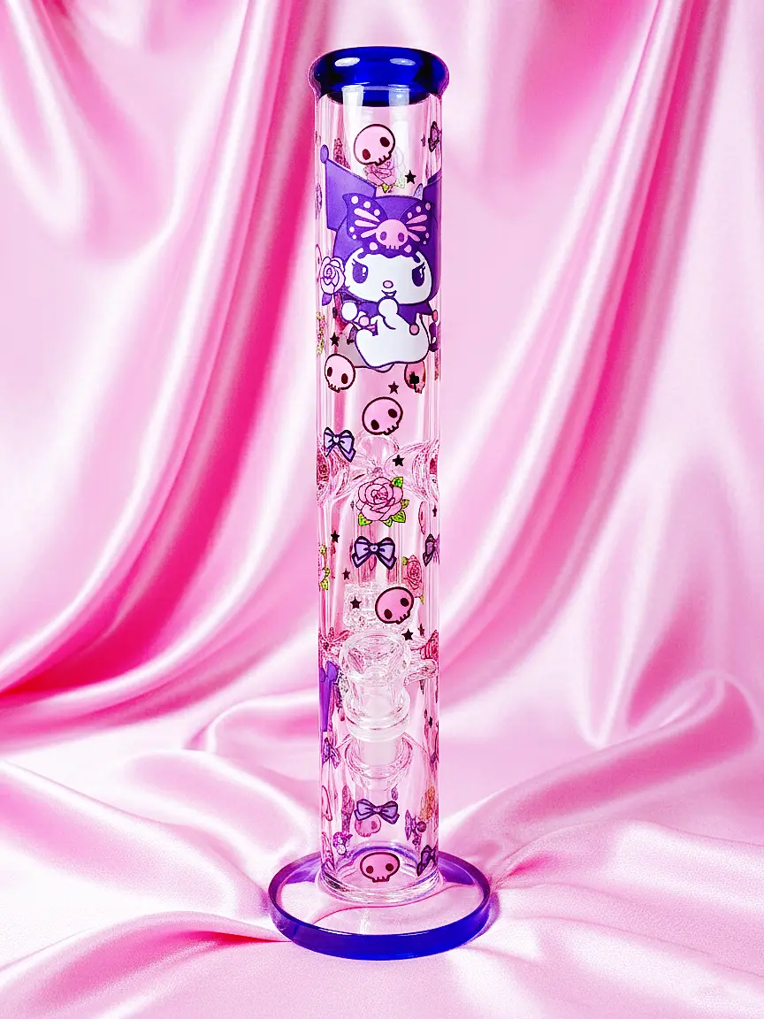 Kuromi Gothic Lolita Rose Skull Straight Tube Glass Bong | Rebel Sweetheart