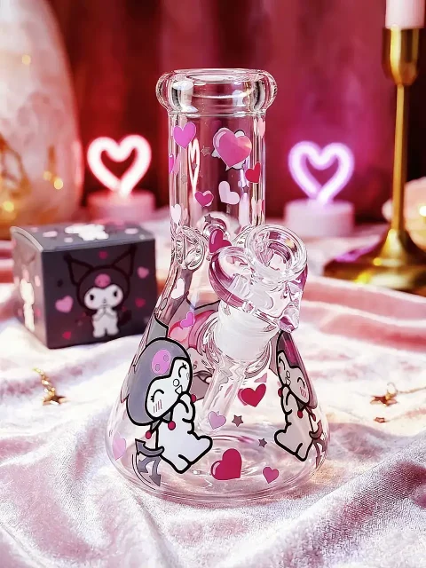Kuromi Heart Party Beaker Glass Bong | PPink Rebel Romance