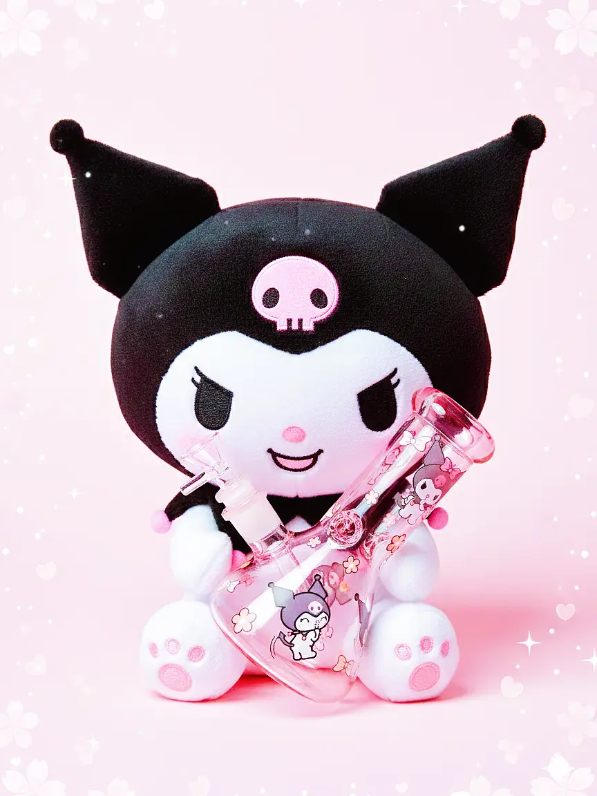 Kuromi Pastel Pink Glass Beaker Bong | Rebel Cutie