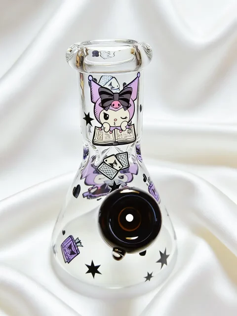 Kuromi Purple Magic Cards Beaker Glass Bong | Mystical Charm Kuromi Purple Magic Cards Beaker Glass Bong | Mystical Charm