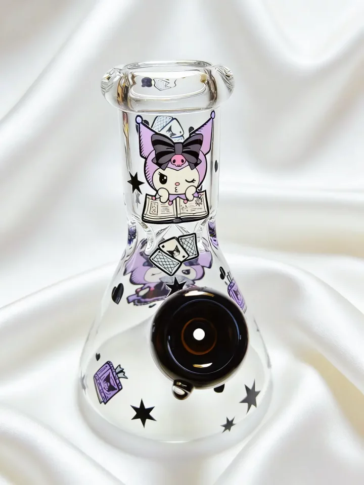 Kuromi Purple Magic Cards Beaker Glass Bong | Mystical Charm Kuromi Purple Magic Cards Beaker Glass Bong | Mystical Charm