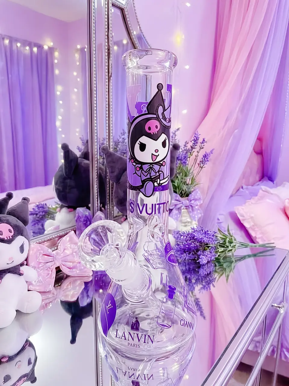 Kuromi × LV Luxury Beaker Glass Bong | Sweet Rebel Storm
