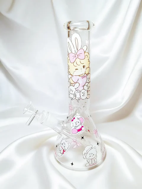 MOUSSE and LATTE Pink Bow Beaker Glass Bong | Soft Sweetheart MOUSSE and LATTE Pink Bow Beaker Glass Bong | Soft Sweetheart