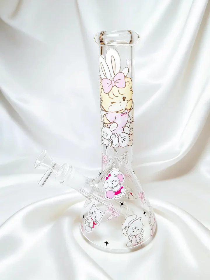 MOUSSE and LATTE Pink Bow Beaker Glass Bong | Soft Sweetheart MOUSSE and LATTE Pink Bow Beaker Glass Bong | Soft Sweetheart