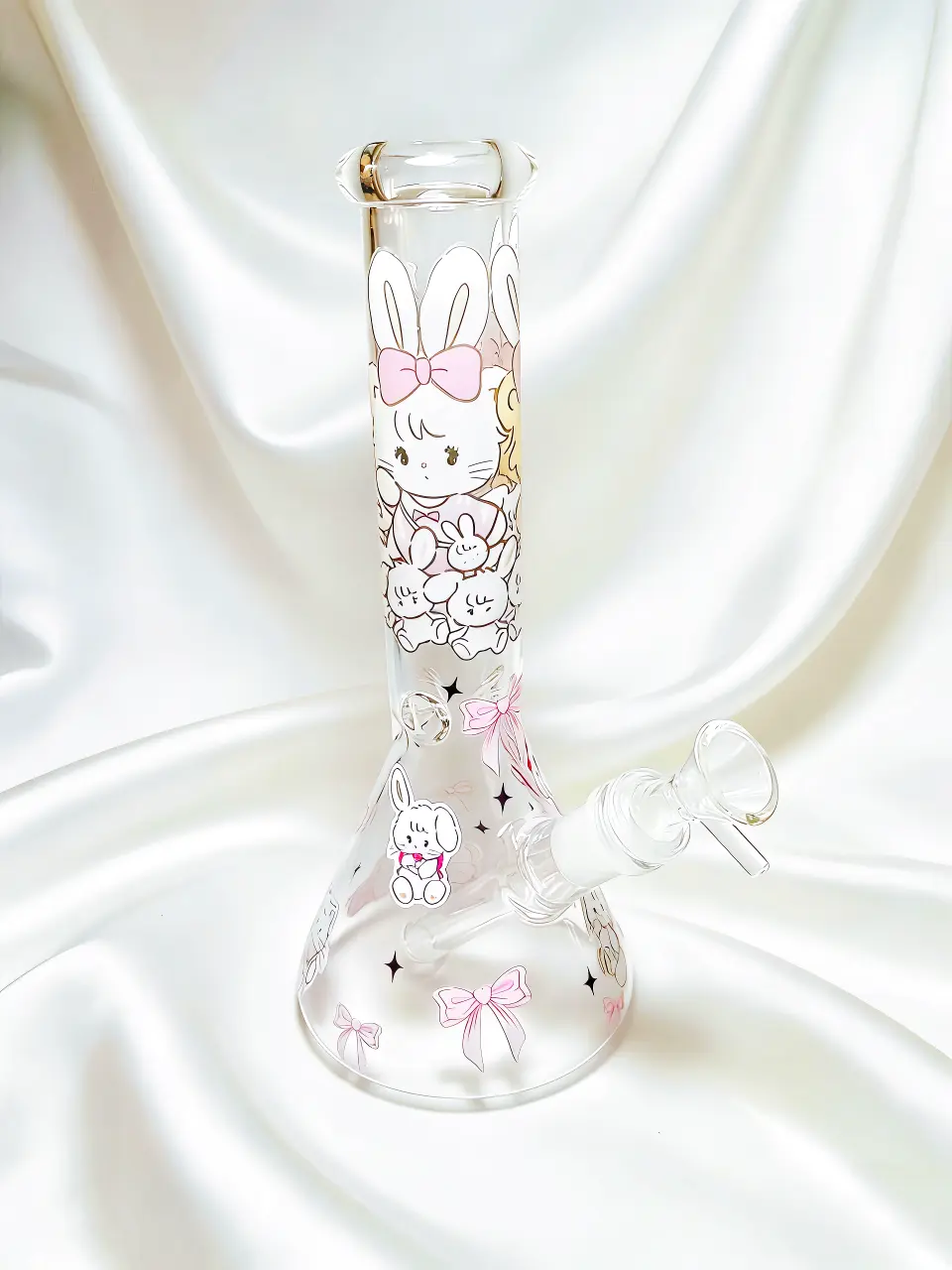 MOUSSE and LATTE Pink Bow Beaker Glass Bong | Soft Sweetheart