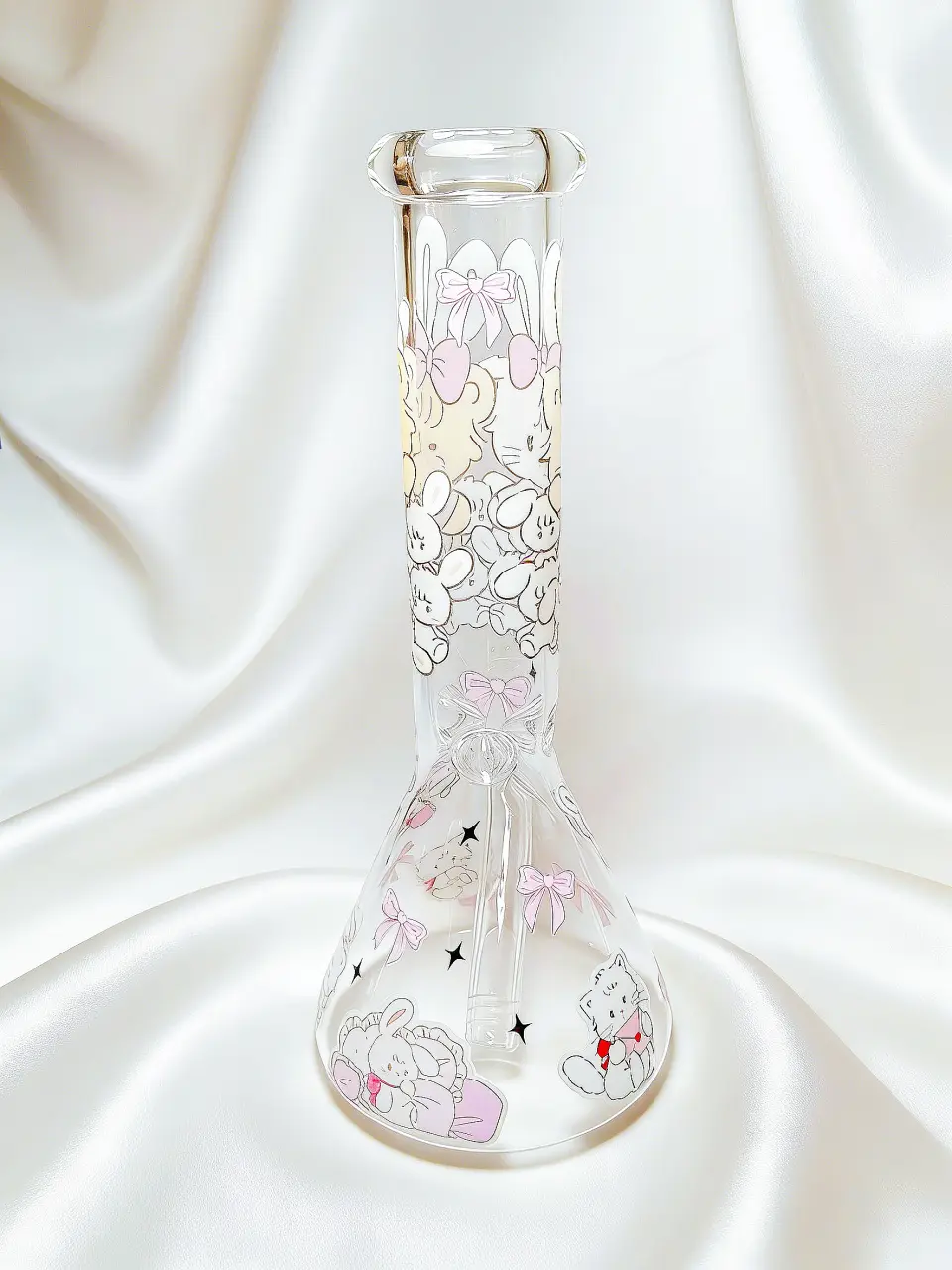 MOUSSE and LATTE Pink Bow Beaker Glass Bong | Soft Sweetheart
