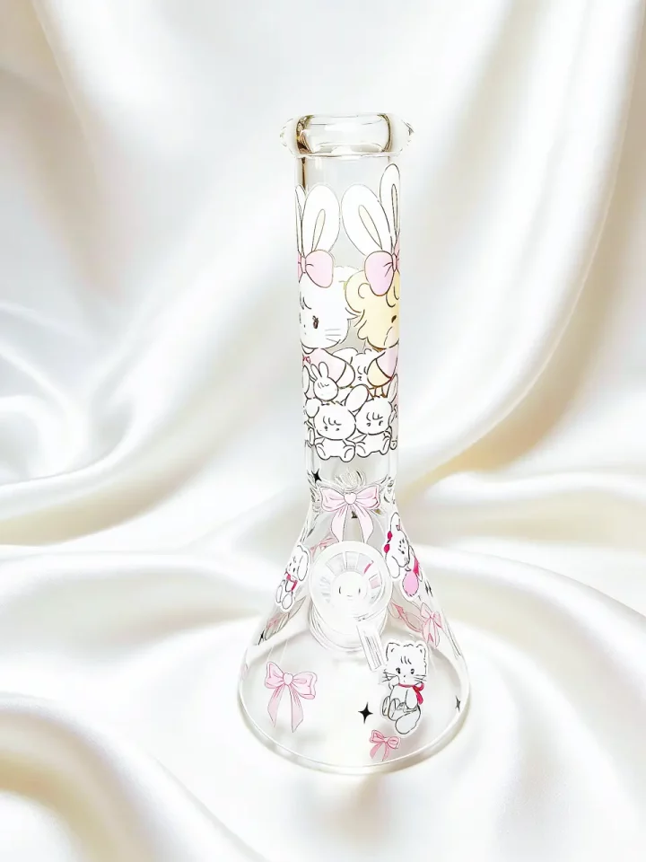 MOUSSE and LATTE Pink Bow Beaker Glass Bong | Soft Sweetheart
