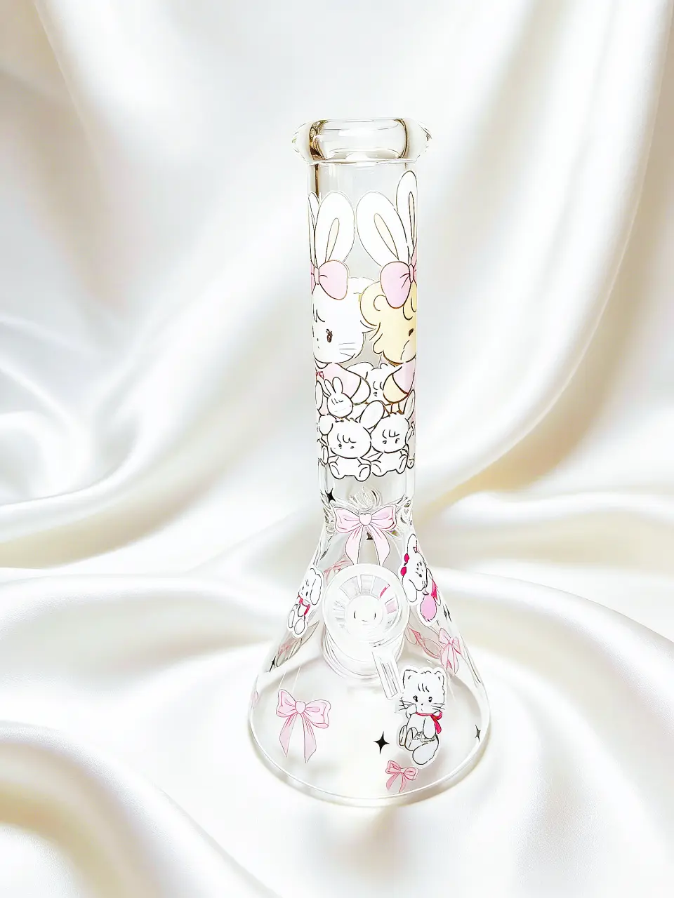 MOUSSE and LATTE Pink Bow Beaker Glass Bong | Soft Sweetheart