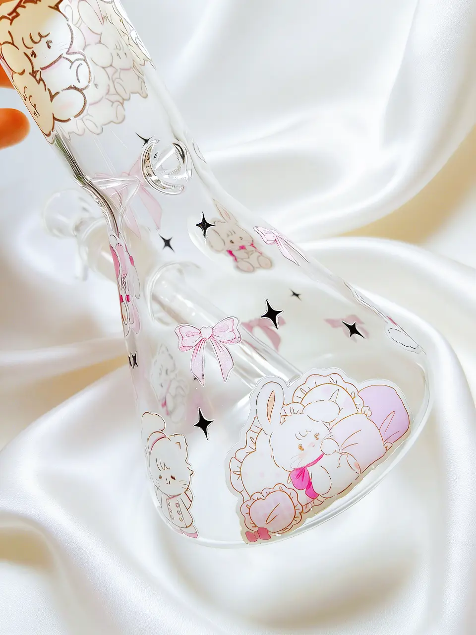 MOUSSE and LATTE Pink Bow Beaker Glass Bong | Soft Sweetheart