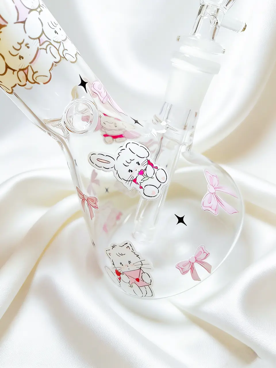 MOUSSE and LATTE Pink Bow Beaker Glass Bong | Soft Sweetheart
