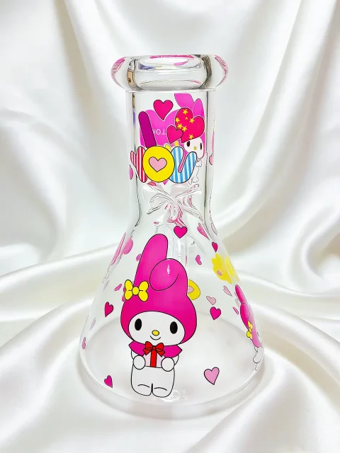 My Melody Colorful Heart Beaker Glass Bong | Sweetheart Party My Melody Colorful Heart Beaker Glass Bong | Sweetheart Party