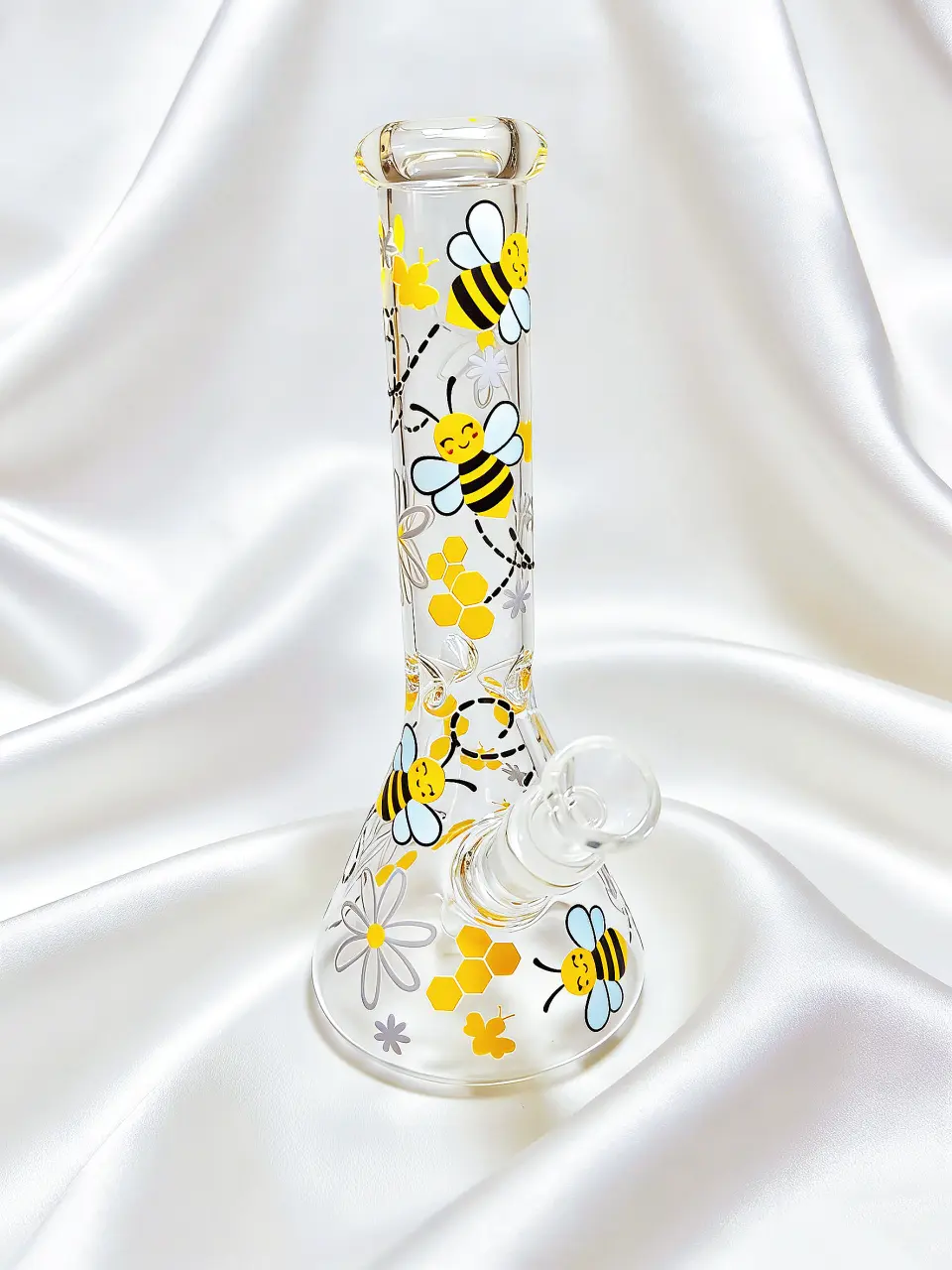 Smiling Little Bees Beaker Glass Bong | Sweet Honey Buzz