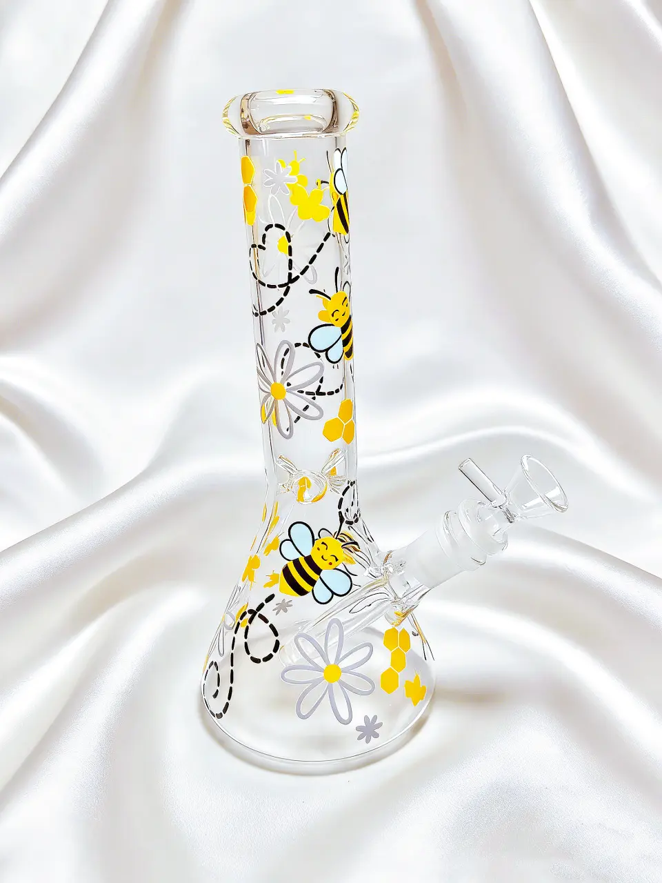 Smiling Little Bees Beaker Glass Bong | Sweet Honey Buzz