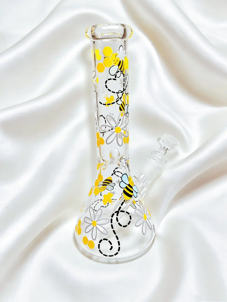 Smiling Little Bees Beaker Glass Bong | Sweet Honey Buzz