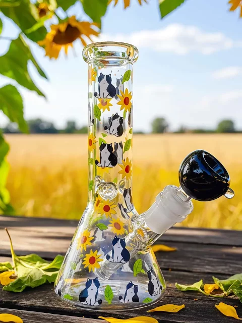 Sunny Cow Cat Beaker Glass Bong | Minimal Pastoral