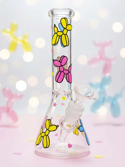 Balloon Dog Beaker Glass Bong | Rainbow Dopamine Art