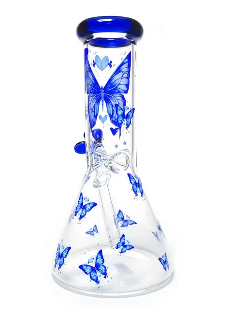 Blue Butterfly Beaker Glass Bong | Mystic Night Dream Blue Butterfly Beaker Glass Bong | Mystic Night Dream
