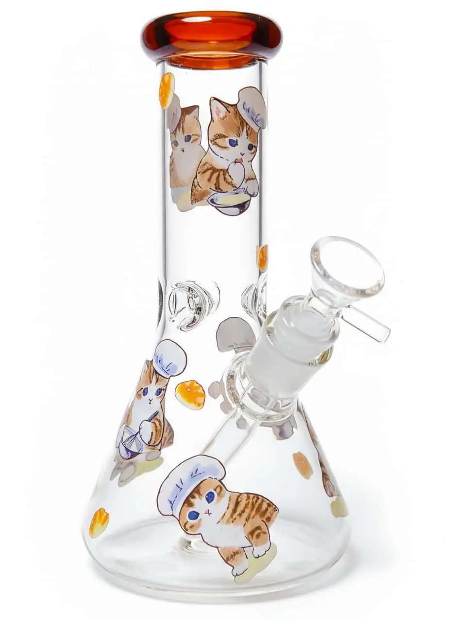 Chef Cat Vintage Amber Beaker Glass Bong | Warm Healing Vibes