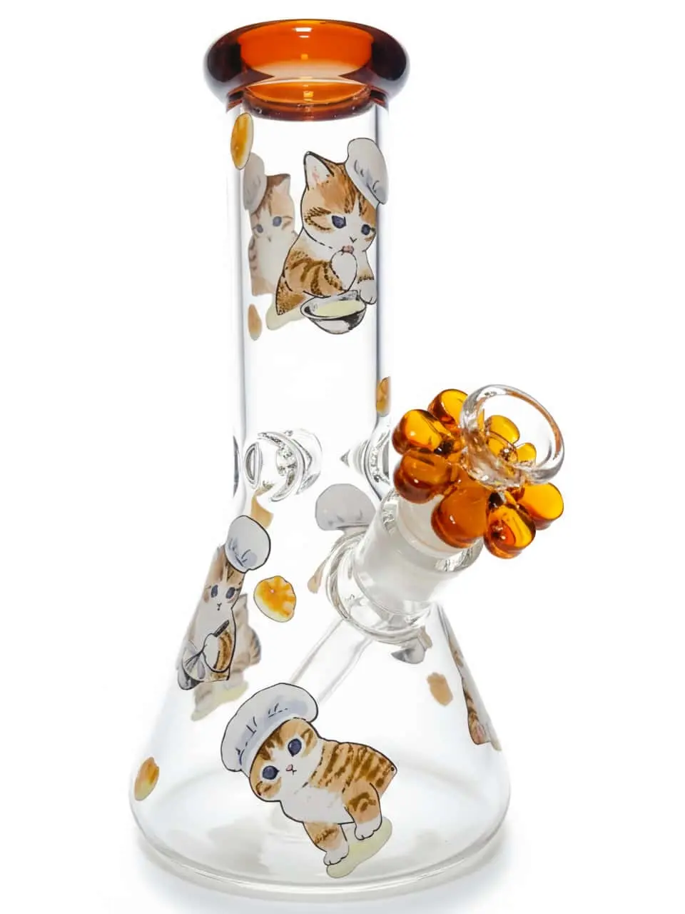 Chef Cat Vintage Amber Beaker Glass Bong | Warm Healing Vibes