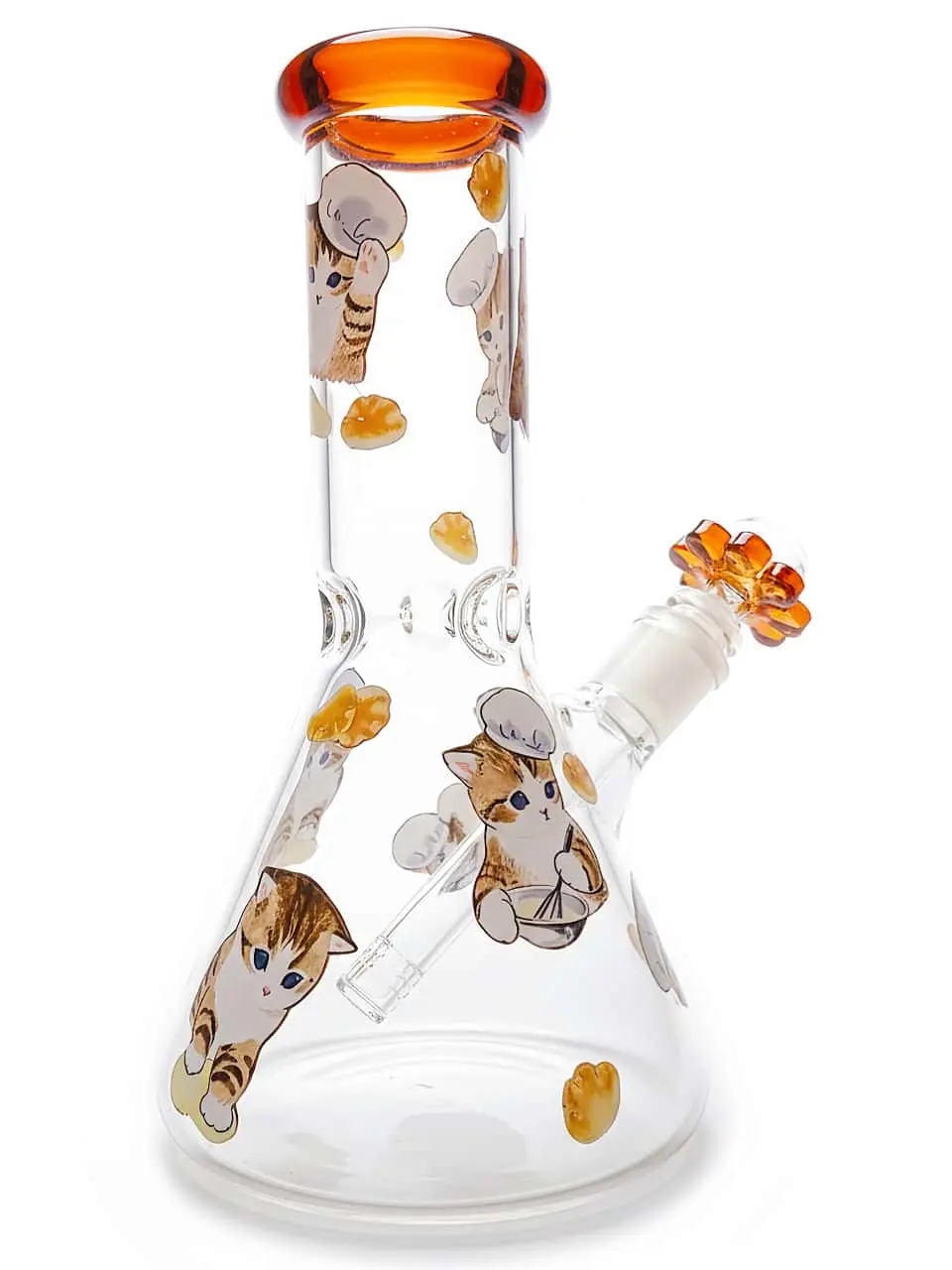 Chef Cat Vintage Amber Beaker Glass Bong | Warm Healing Vibes