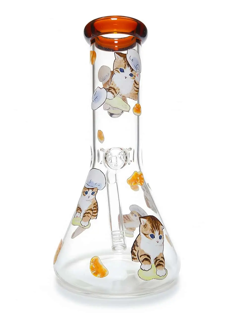 Chef Cat Vintage Amber Beaker Glass Bong | Warm Healing Vibes