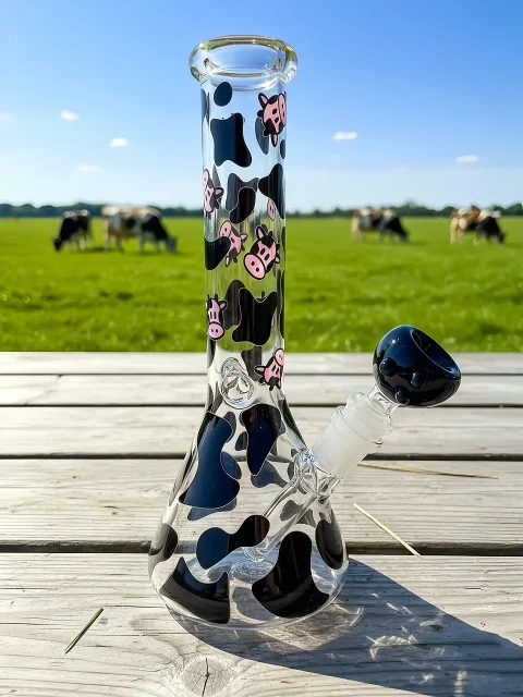 Cow Print and Cow Faces Beaker Glass Bong | Farm Style