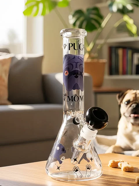 Cute Pug Beaker Glass Bong | Pet Lover Edition
