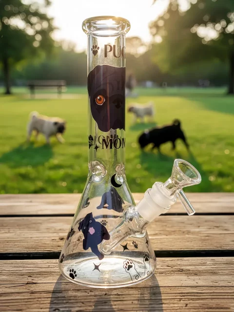 Cute Pug Beaker Glass Bong | Pet Lover Edition Cute Pug Beaker Glass Bong | Pet Lover Edition