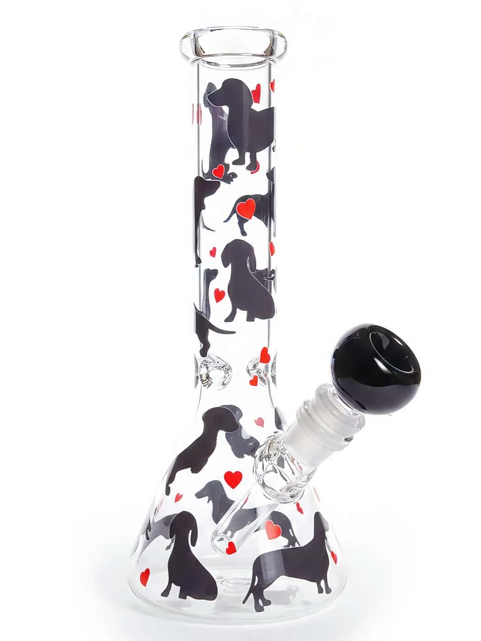 Dachshund Beaker Glass Bong with Hearts | Pop Art Cute