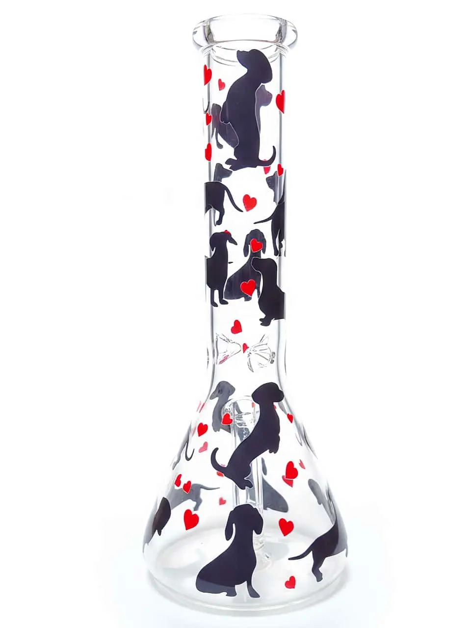 Dachshund Beaker Glass Bong with Hearts | Pop Art Cute