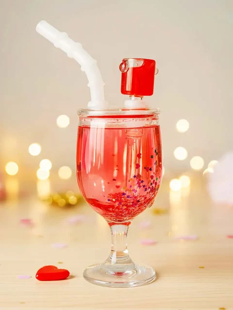 Dreamy Goblet Glycerin Glass Bong | Pink Crystal Sweetheart