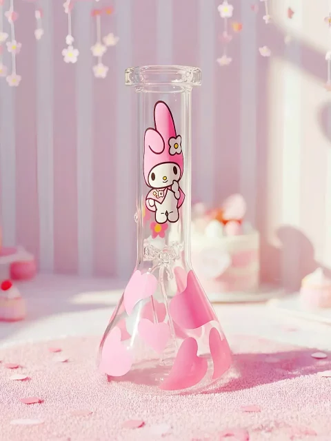 My Melody Pink Heart Beaker Glass Bong My Melody Pink Heart Beaker Glass Bong