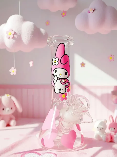 My Melody Pink Heart Beaker Glass Bong