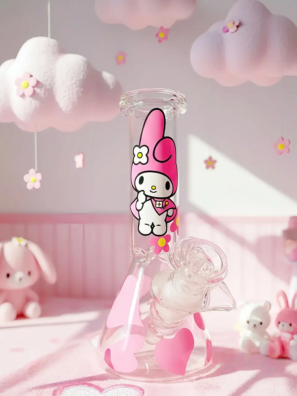 My Melody Pink Heart Beaker Glass Bong
