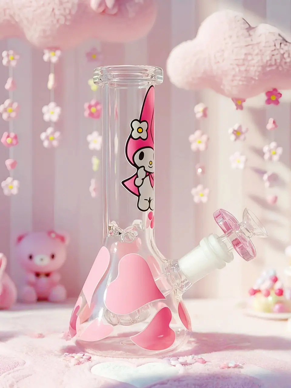 My Melody Pink Heart Beaker Glass Bong
