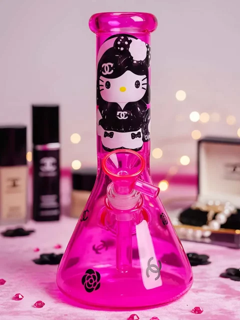 Neon Hepburn Hello Kitty Beaker Glass Bong | Chanel Girl Luxe