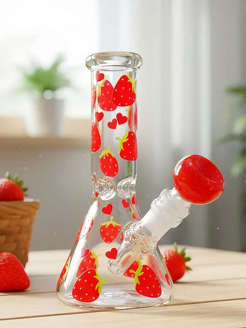 Strawberry Beaker Glass Bong | Sweet Berry Paradise